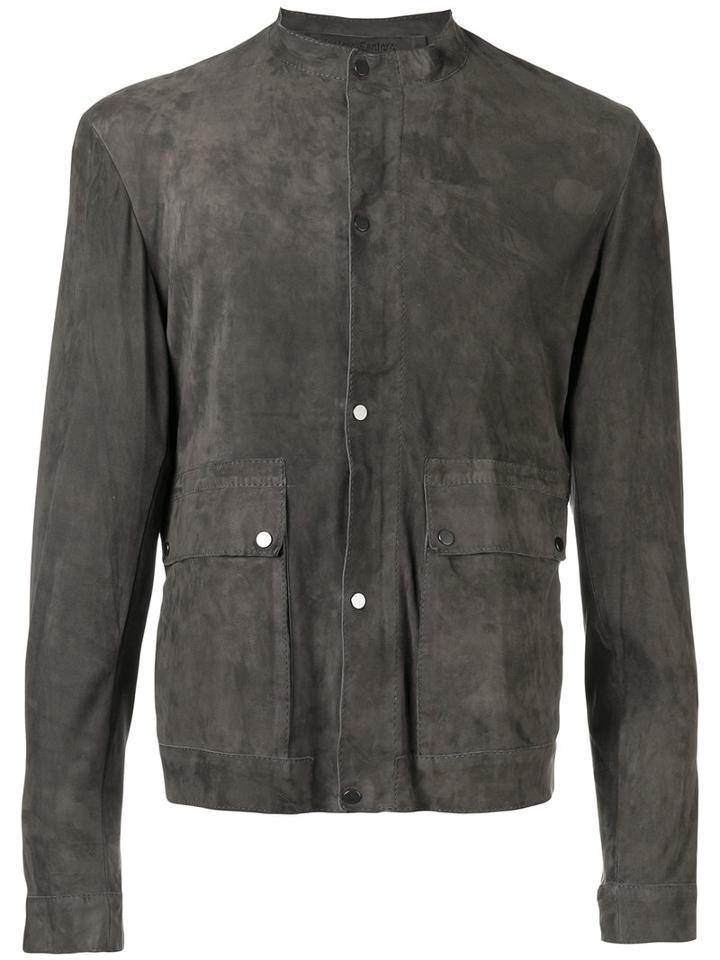 Salvatore Santoro Buttoned Jacket, Men's, Size: 46, Brown, Leather