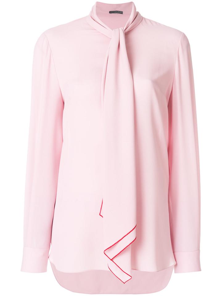 Alexander Mcqueen Tie Neck Blouse - Pink & Purple