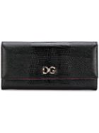 Dolce & Gabbana Lizard Embossed Flap Wallet - Black
