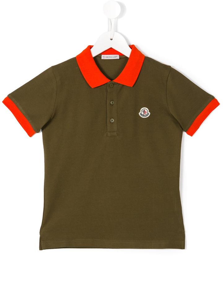 Moncler Kids Contrast Collar Polo Shirt, Boy's, Size: 10 Yrs, Green
