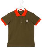 Moncler Kids Contrast Collar Polo Shirt, Boy's, Size: 10 Yrs, Green