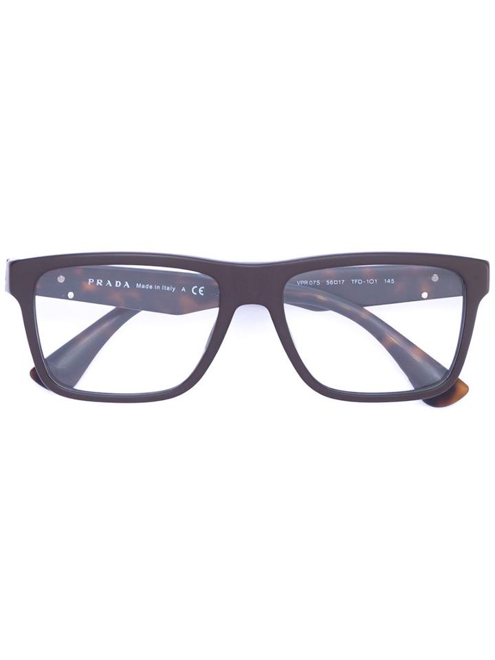 Prada Eyewear - Square Glasses - Unisex - Acetate - 56, Black, Acetate