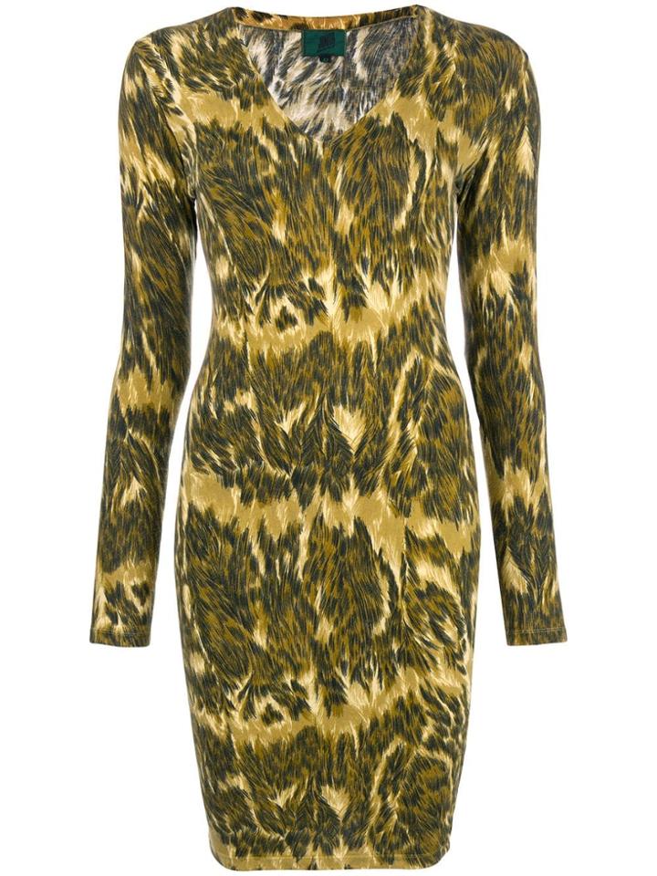 Jean Paul Gaultier Vintage V-neck Animal Print Dress - Green