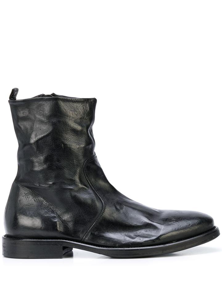 Officine Generale Wrinkled-effect Ankle Boots - Black