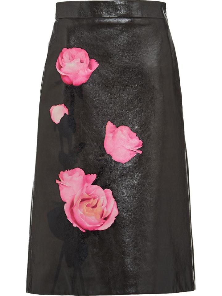 Prada Floral-print High-waisted Skirt - Black