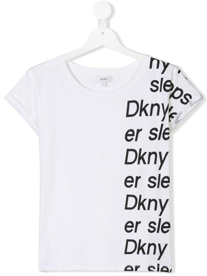 Dkny Kids Teen Logo Print T-shirt - White