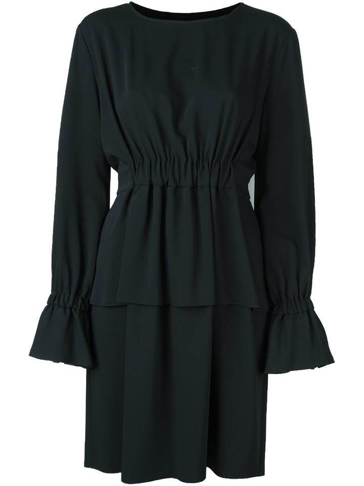 Mm6 Maison Margiela Gathered Waist Dress, Women's, Size: 38, Black, Polyester