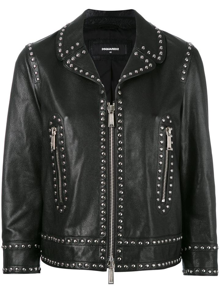 Dsquared2 - Lou Jacket - Women - Calf Leather/polyester - 42, Women's, Black, Calf Leather/polyester