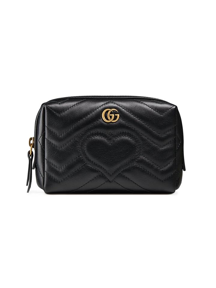 Gucci Black Gg Marmont Leather Cosmetic Case