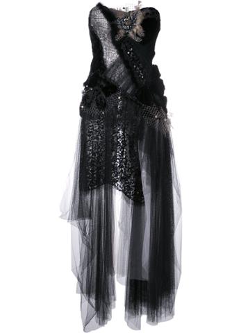 Trash Couture Strapless Velvet Embellished Short Dress - Black
