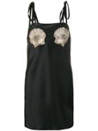 Attico - Glitter Shell Slip Dress - Women - Cotton/acetate/viscose/glass - 2, Black, Cotton/acetate/viscose/glass
