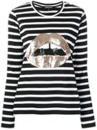 Markus Lupfer Sophie Striped Sequin Lip Sweater - Black