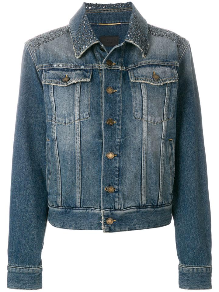 Saint Laurent Embellished Button Jacket - Blue