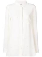 Ganni Floral Silk Shirt - White