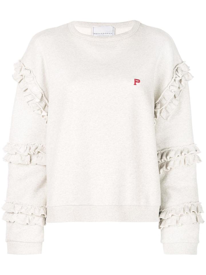 Philosophy Di Lorenzo Serafini Ruffle Trimmed Sweatshirt - Neutrals