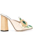 Dolce & Gabbana Jackie Hydrangea Print Mules - Nude & Neutrals