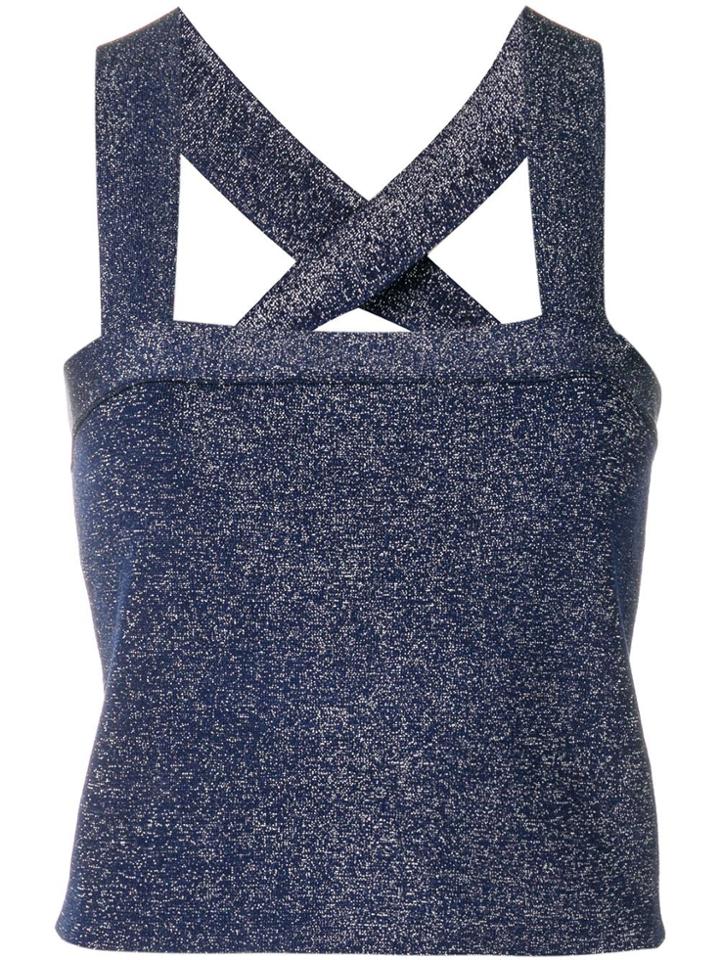 Derek Lam 10 Crosby Lurex Rib Crop Top - Blue