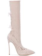 Casadei Woven Sock Boots - Pink & Purple
