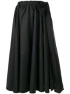 Prada Ruffle Flared Midi Skirt - Black