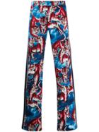 Valentino Tiger Print Straight Trousers - Blue