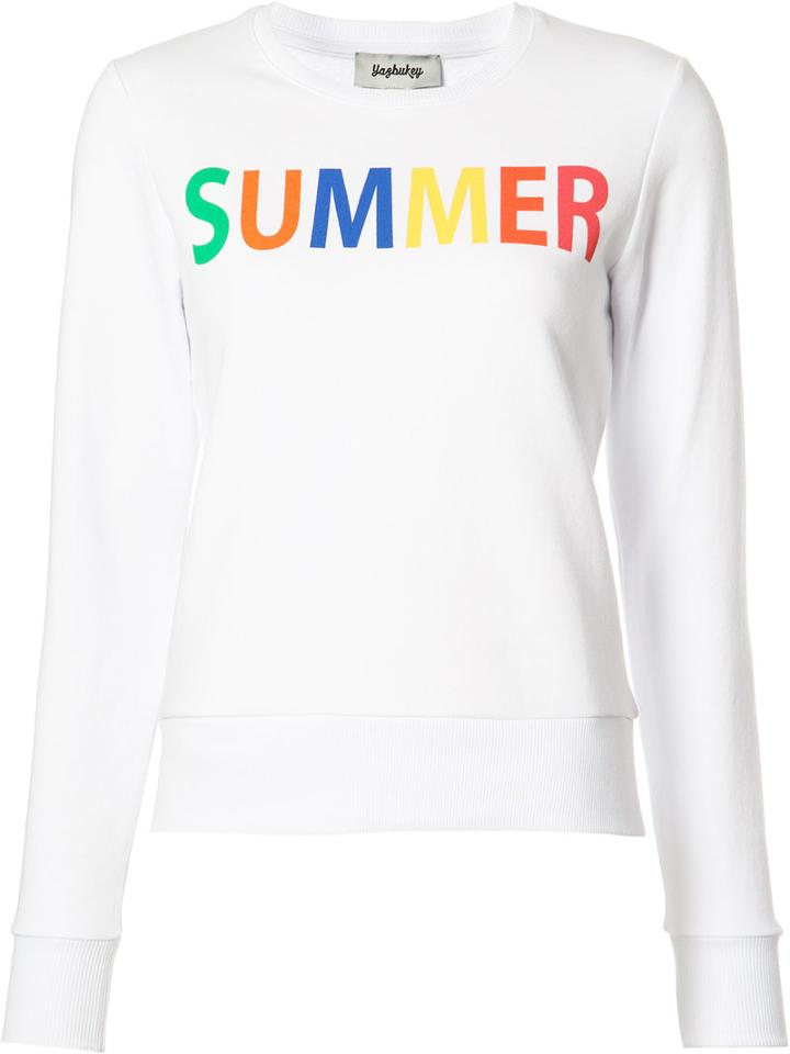 Yazbukey 'summer' Print Sweatshirt, Size: Medium, White, Cotton/polyester