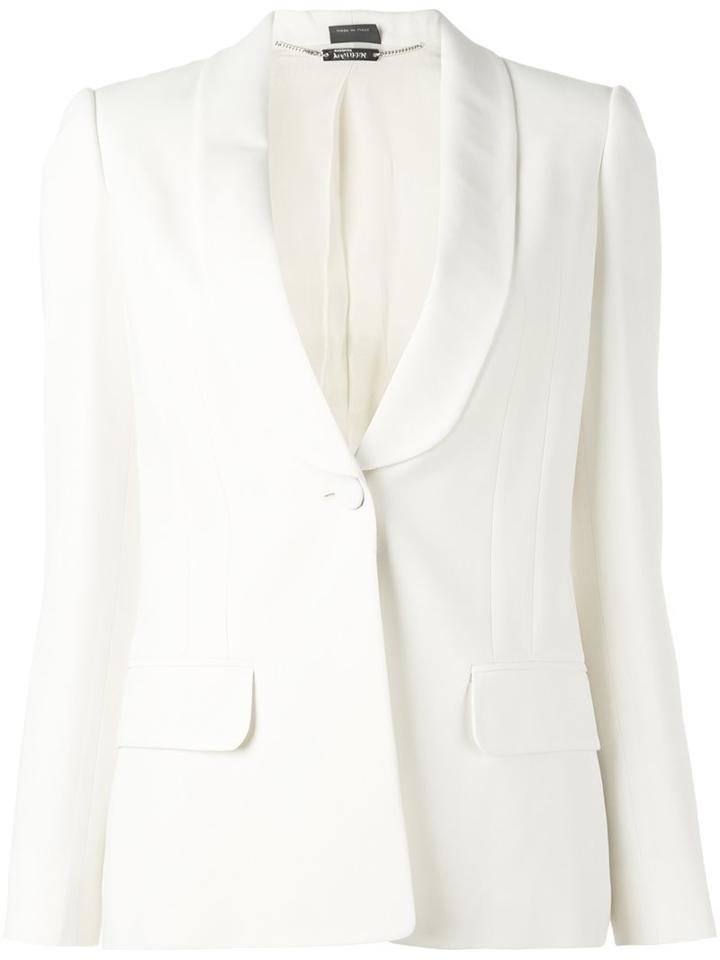 Alexander Mcqueen Shawl Lapel Blazer, Women's, Size: 38, White, Acetate/viscose/silk