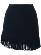 Alaïa Fringed Knit Skirt, Women's, Size: 38, Blue, Viscose/wool/polyamide/spandex/elastane