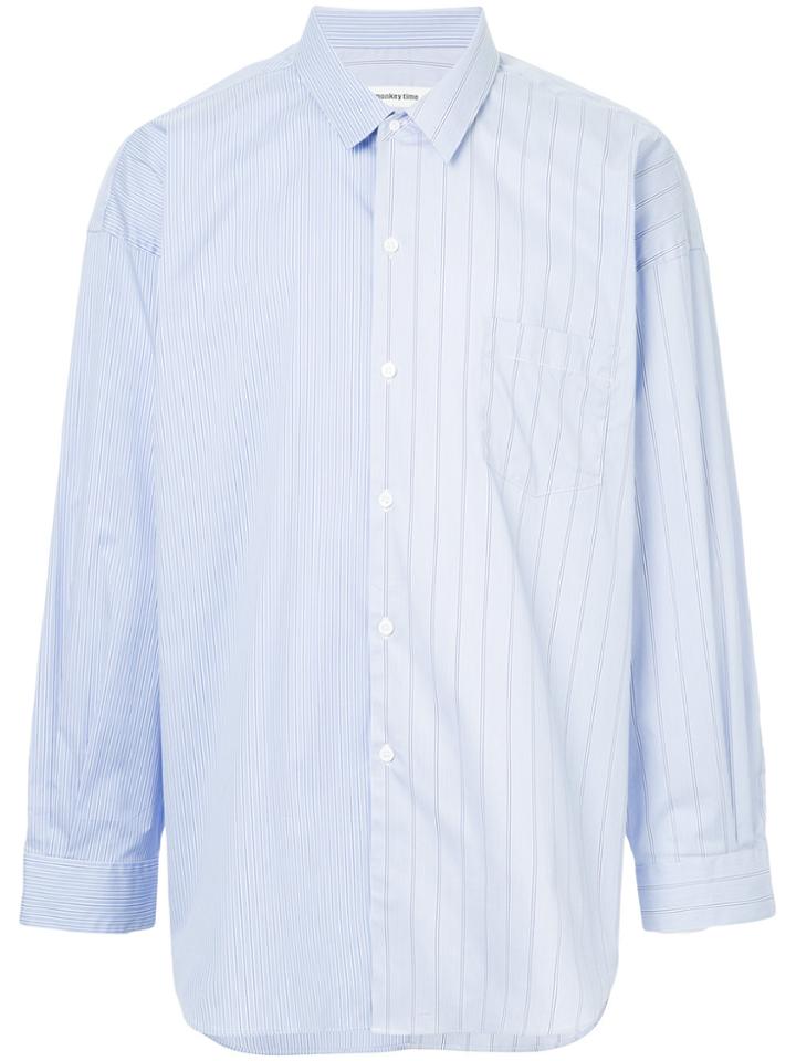 Monkey Time Oversized Striped Shirt - Blue