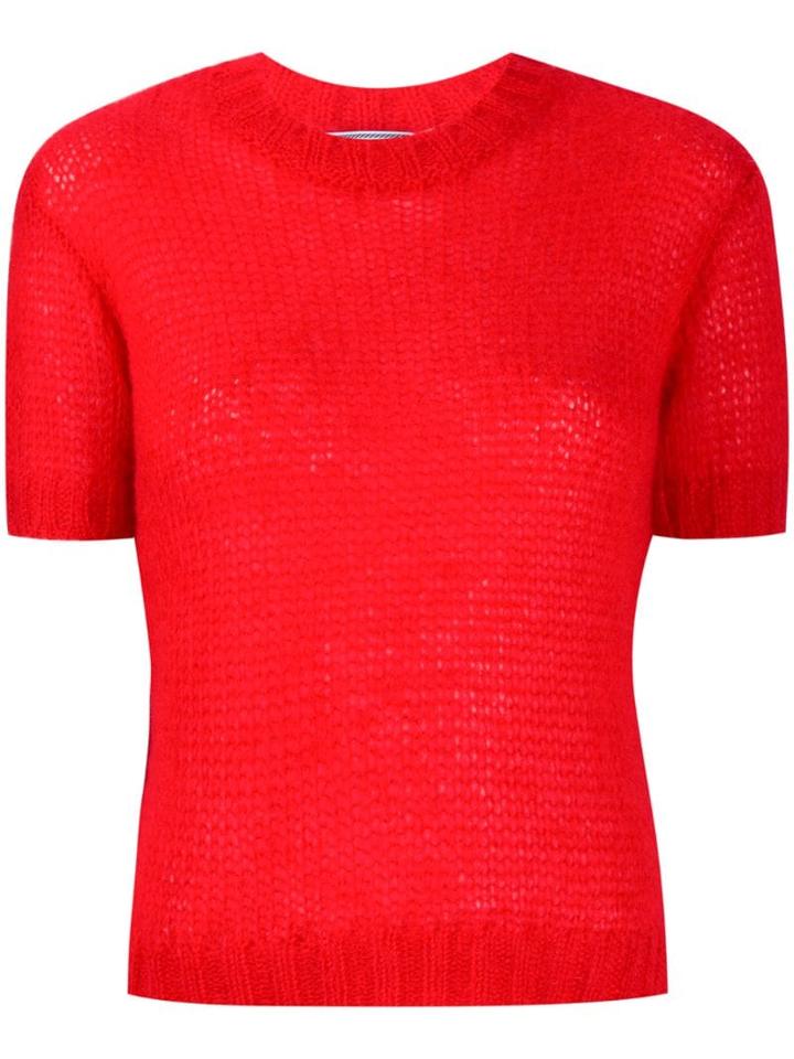 Prada Short-sleeve Knitted Sweater - Red
