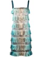 Alberta Ferretti Tiered Fringe Dress, Women's, Size: 40, Nude/neutrals, Polyester/silk