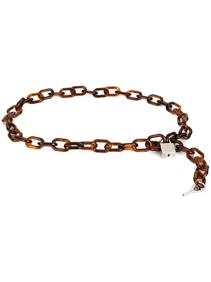 Mm6 Maison Margiela Transparent Chain Belt, Women's, Brown, Aluminium/zinc/plastic/copper