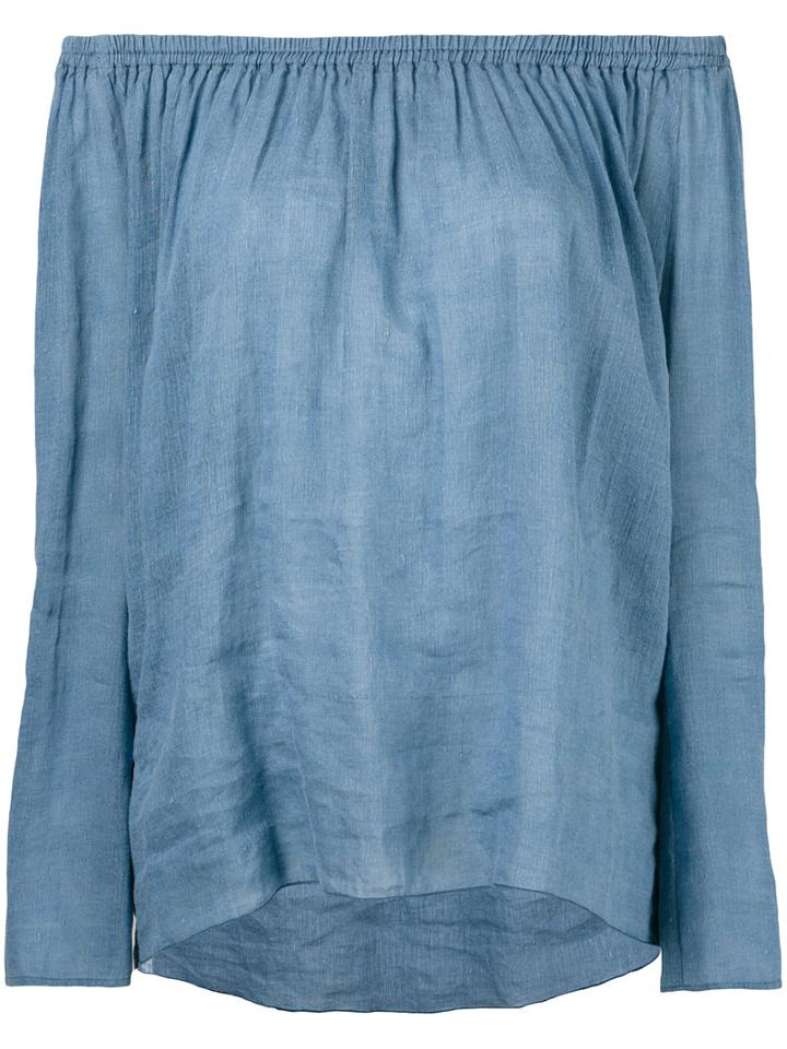 Forte Forte - Off-shoulder Blouse - Women - Cotton/linen/flax - 0, Blue, Cotton/linen/flax