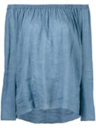 Forte Forte - Off-shoulder Blouse - Women - Cotton/linen/flax - 0, Blue, Cotton/linen/flax