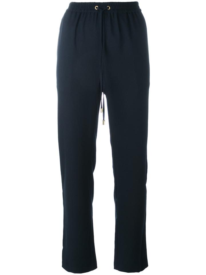 Michael Michael Kors - Drawstring Straight-leg Trousers - Women - Polyester - L, Blue, Polyester