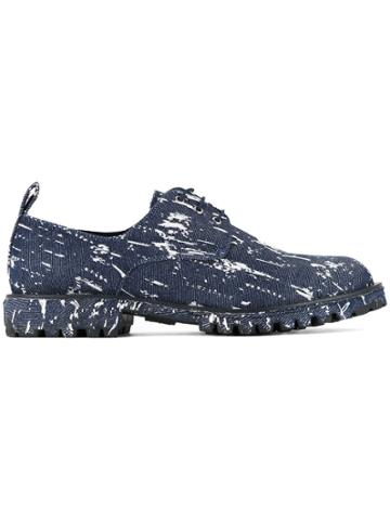 Diego Vanassibara Splatter Denim Derby Shoes - Blue