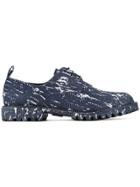 Diego Vanassibara Splatter Denim Derby Shoes - Blue