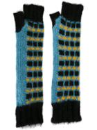 Marni Fingerless Knit Gloves, Women's, Size: Medium, Blue, Polyamide/mohair/wool