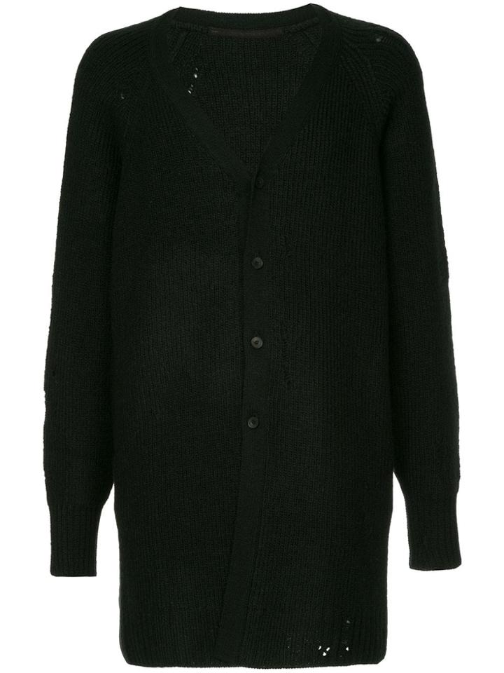 Julius Buttoned Long Cardigan A - Black