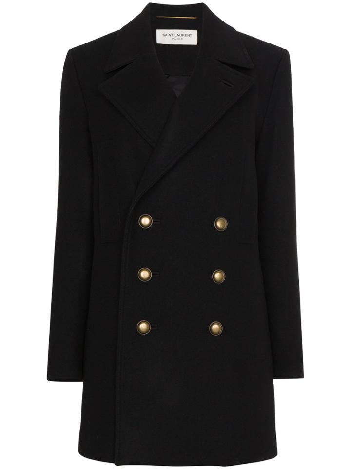 Saint Laurent Double Breasted Oversized Blazer - Black