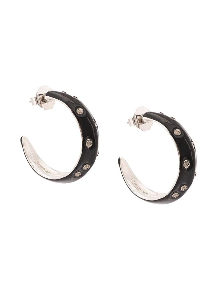 Mounser Crystal Embellished Hoop Earrings - Black
