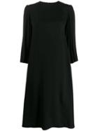 Valentino Double-faced Pleated Dress - Black