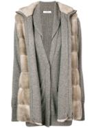 Liska Fur Layered Cardigan - Nude & Neutrals