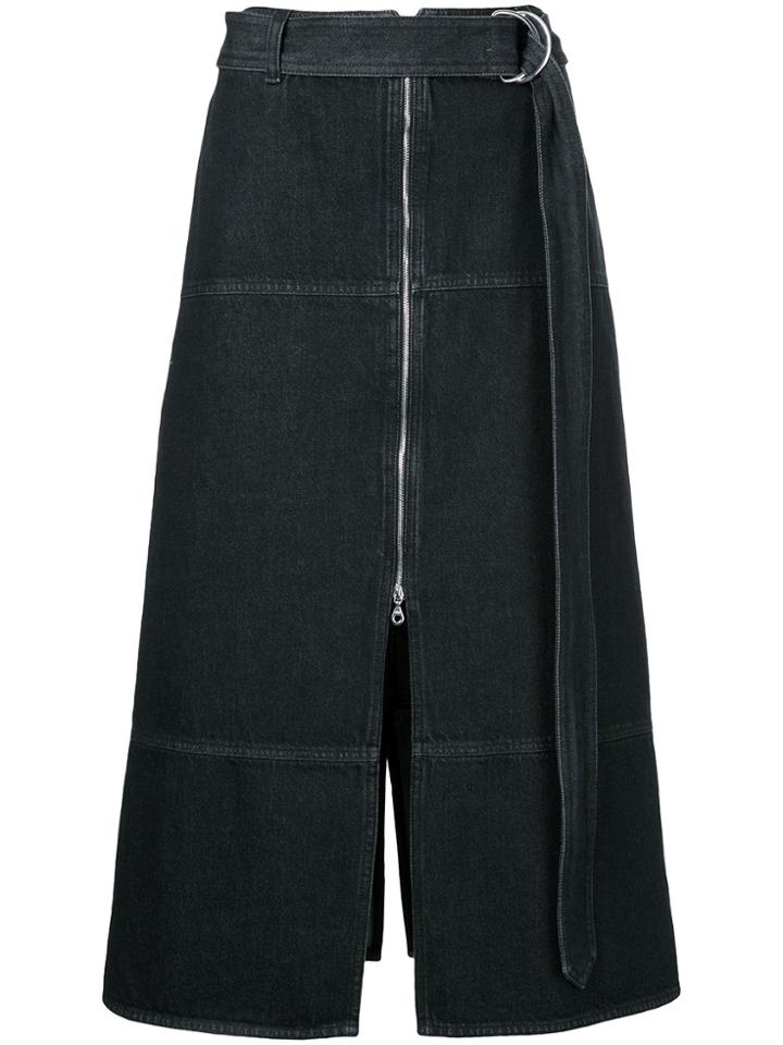 Wynn Hamlyn Belted A-line Denim Skirt - Black