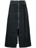 Wynn Hamlyn Belted A-line Denim Skirt - Black