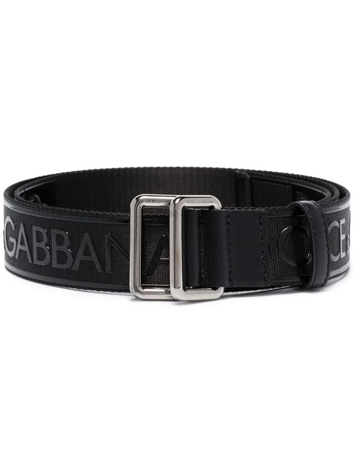 Dolce & Gabbana Logo Print Buckled Belt - Black