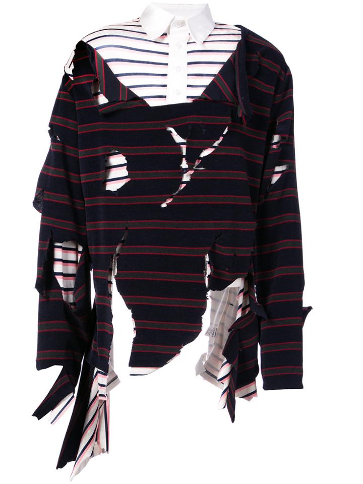 Charles Jeffrey Loverboy Distressed Striped Sweater - Blue