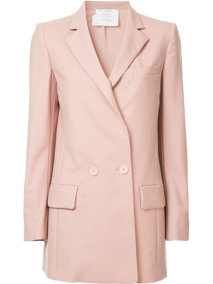 Oscar De La Renta Longline Double Breasted Blazer - Pink