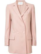 Oscar De La Renta Longline Double Breasted Blazer - Pink