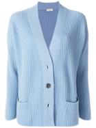 Bruno Manetti Ribbed Cashmere Cardigan - Blue
