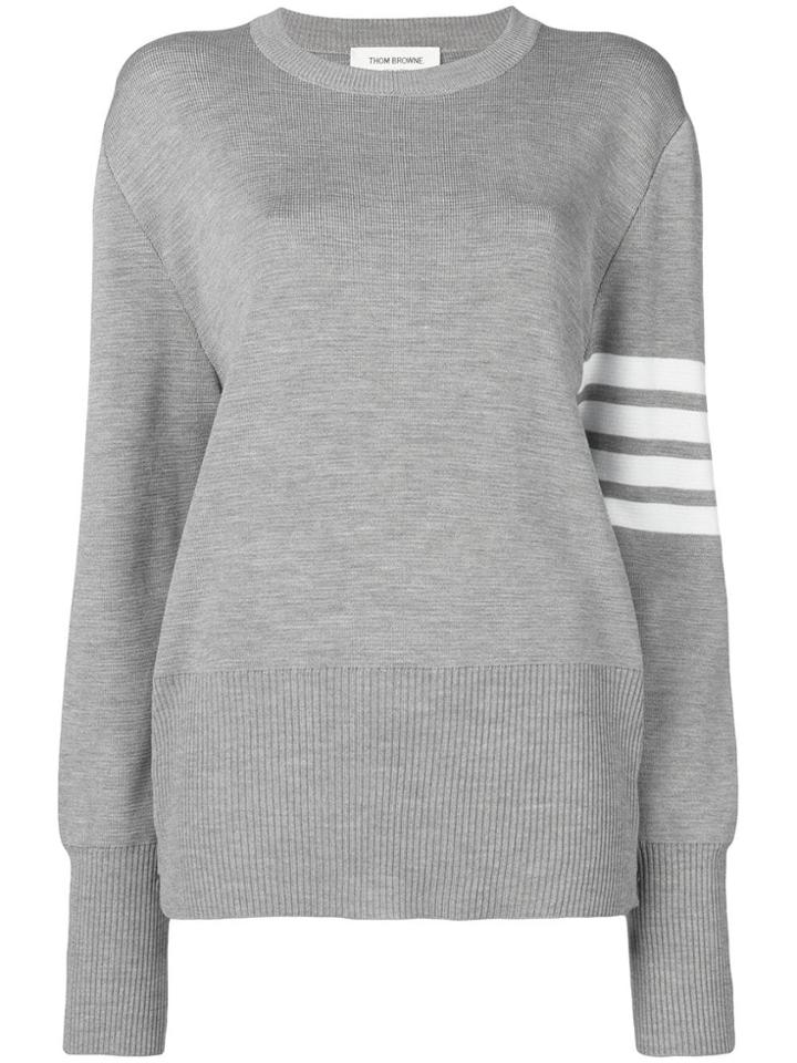 Thom Browne Milano Stitch Silk Pullover - Grey
